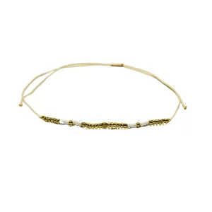 Adjustable Bracelet (Indonesia, Woven) - White, Gold, Multicolor
