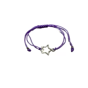 Adjustable Bracelet (Colored Threads) Star charm - Purple