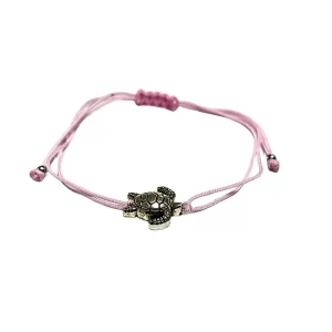 Adjustable Bracelet (Colored Threads) Turtle charm - Pink