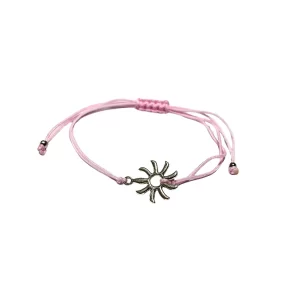Adjustable Bracelet (Colored Threads) Sun charm - Pink