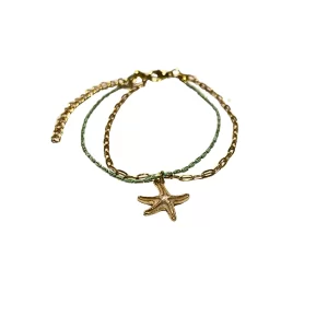 Chain Anklet - Gold, Blue, Multicolor