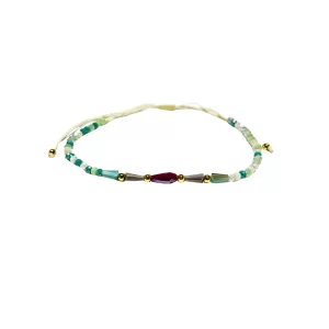 Adjustable Anklet (Colored Beads) - Blue, White, Green, Purple, Multicolor