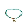 Adjustable Anklet (Colored Beads) Star charm - Blue