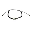 Adjustable Anklet (Colored Beads) Shell charm - Black