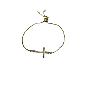 Gold Adjustable Bracelet Cross charm - Gold