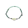 Adjustable Anklet (Colored Beads) Shell charm - Green