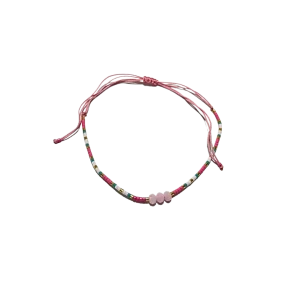 Adjustable Anklet (Colored Beads) - Pink