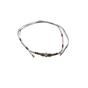 Adjustable Anklet (Colored Beads) - White