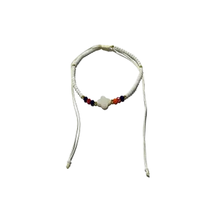 Adjustable Anklet (Colored Beads) - White
