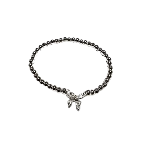 Silver Adjustable Bracelet Bow charm - Silver