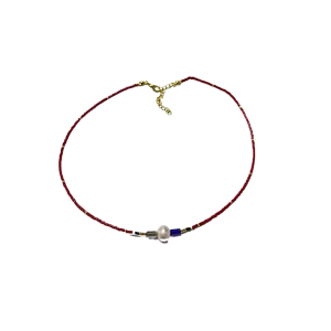 Beaded Charm Necklace - Red