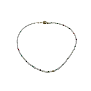 Beaded Charm Necklace - White