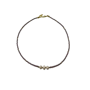 Beaded Charm Necklace - Purple