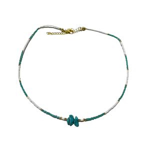 Beaded Charm Necklace - Blue, White, Multicolor