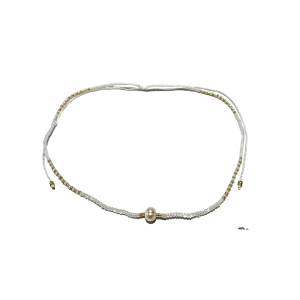 Beaded Charm Necklace Pearl charm - White