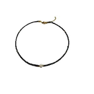 Beaded Charm Necklace Pearl charm - Black, Blue, Multicolor