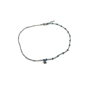 Beaded Charm Necklace Eye charm - White