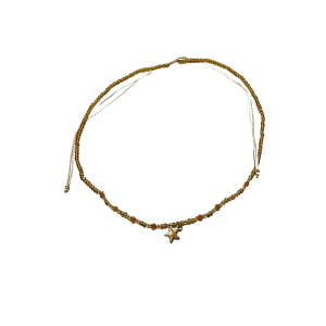 Beaded Charm Necklace Star charm - Yellow, Orange, Multicolor