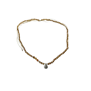 Beaded Charm Necklace Flower charm - Orange