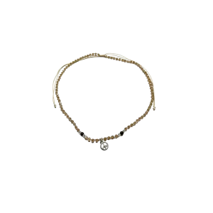 Beaded Charm Necklace Peace charm - Yellow