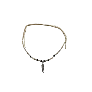 Beaded Charm Necklace Pen charm - White