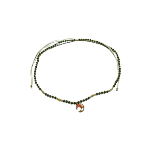 Beaded Charm Necklace Moon charm - Green