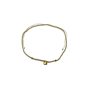 Beaded Charm Necklace Heart charm - Yellow