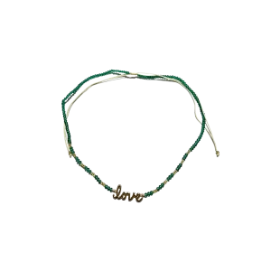 Beaded Charm Necklace Love charm - Blue