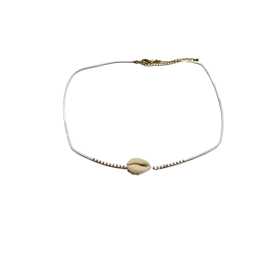 Beaded Charm Necklace Shell charm - White