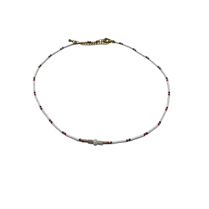 Beaded Charm Necklace - White