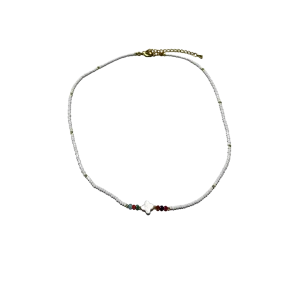 Beaded Charm Necklace - White