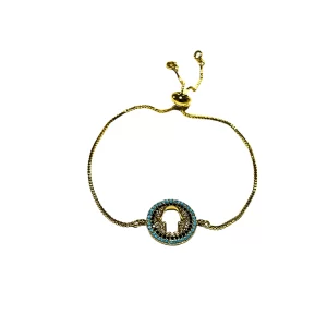 Gold Adjustable Bracelet Hamsa charm - Gold