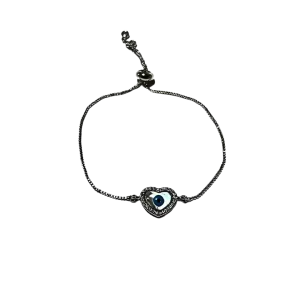 Silver Adjustable Bracelet Heart charm - Silver