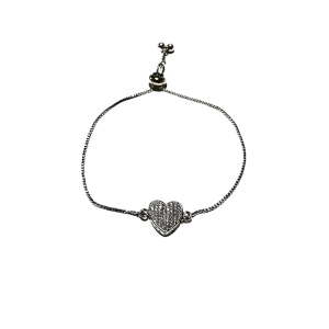 Silver Adjustable Bracelet Heart charm - Silver