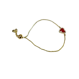 Gold Adjustable Bracelet Heart charm - Gold