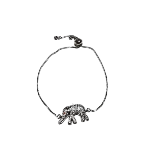 Silver Adjustable Bracelet Elephant charm - Silver