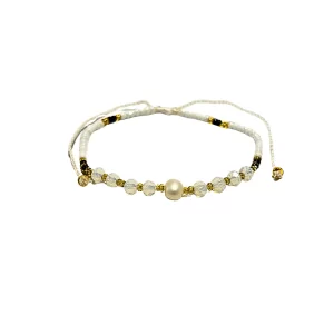 Metal Brass Adjustable Bracelet - White
